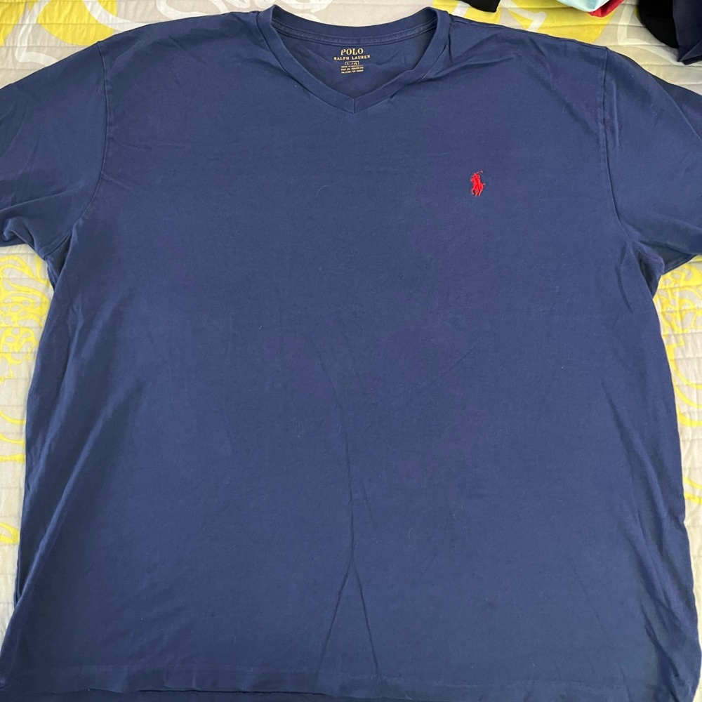 Mens Polo V Neck Blue